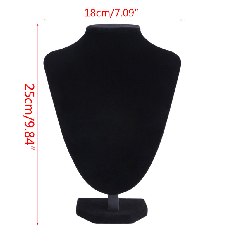 Q0KE collar terciopelo negro, modelo exhibición joyería, soporte para busto, estante exhibición para collares