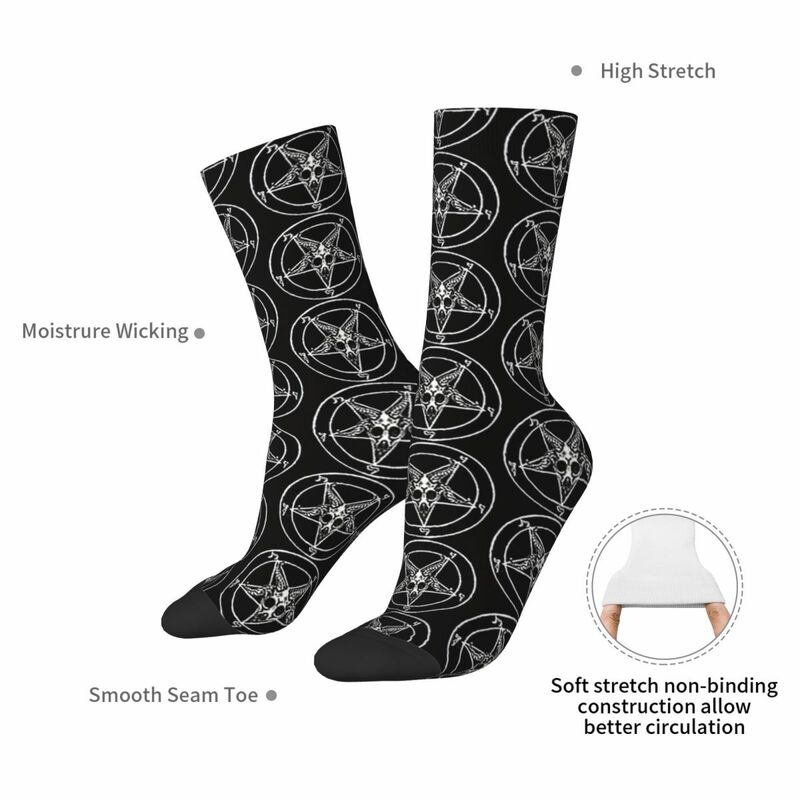 Baphomet Pentagram Socks Harajuku High Quality Stockings All Season Long Socks Accessories for Man's Woman's Gifts
