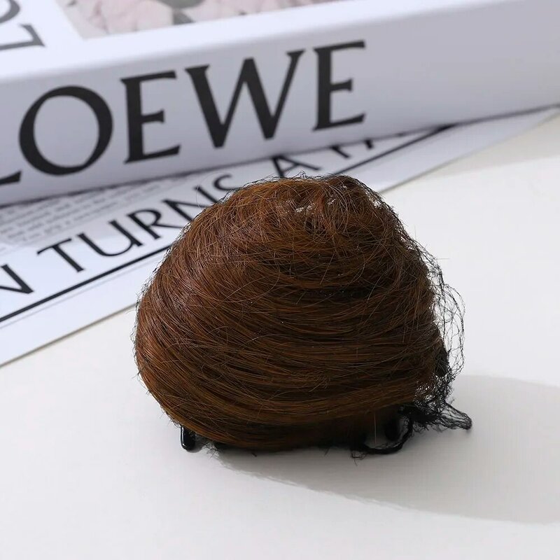 Korean Synthetic Hair Bun Black Brown Straight hair Bun Claw Clip in Hair Extension Hairpieces for women Cat Ear Chignons 2pcs