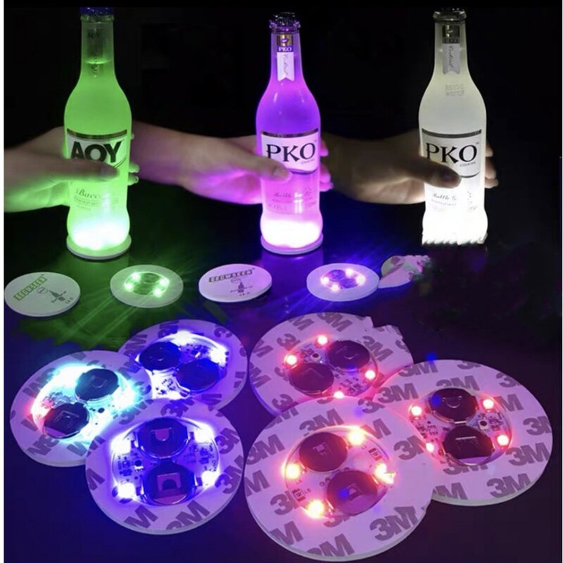 40 Pcs LED Coaster Luminous Bottle Stickers Lights 60mm Lamps for Xmas Bar KTV Wedding Party Cocktail Drink Cups Vase Decor lamp