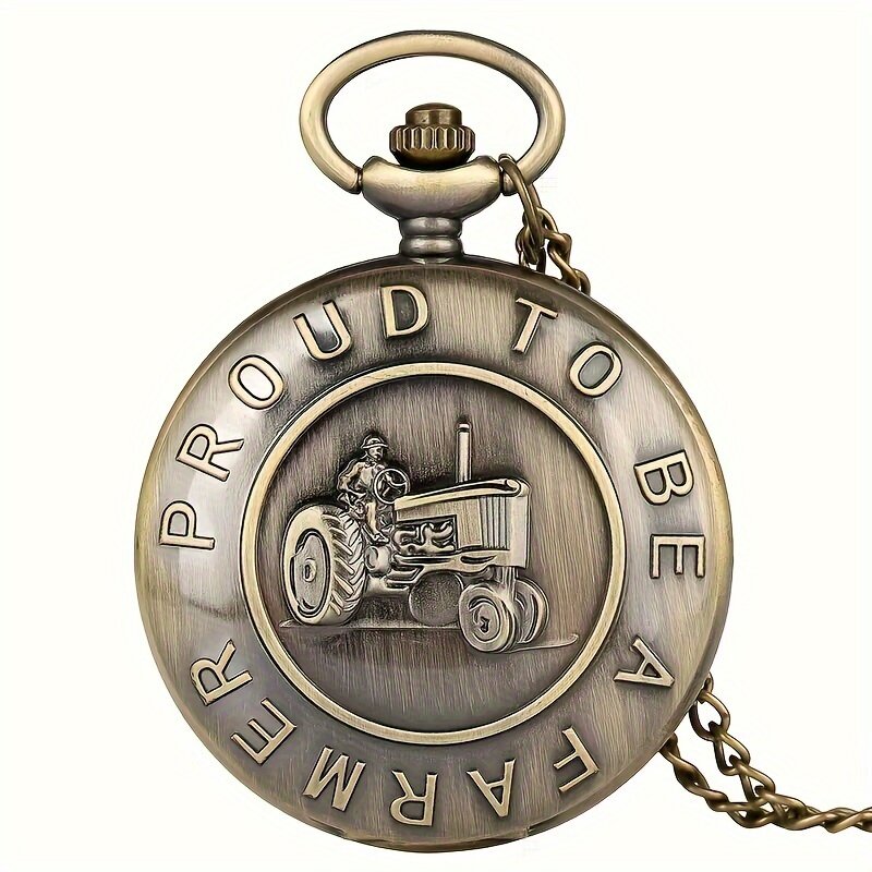 Бронзовые кварцевые карманные часы в стиле ретро «гордиться фермером»