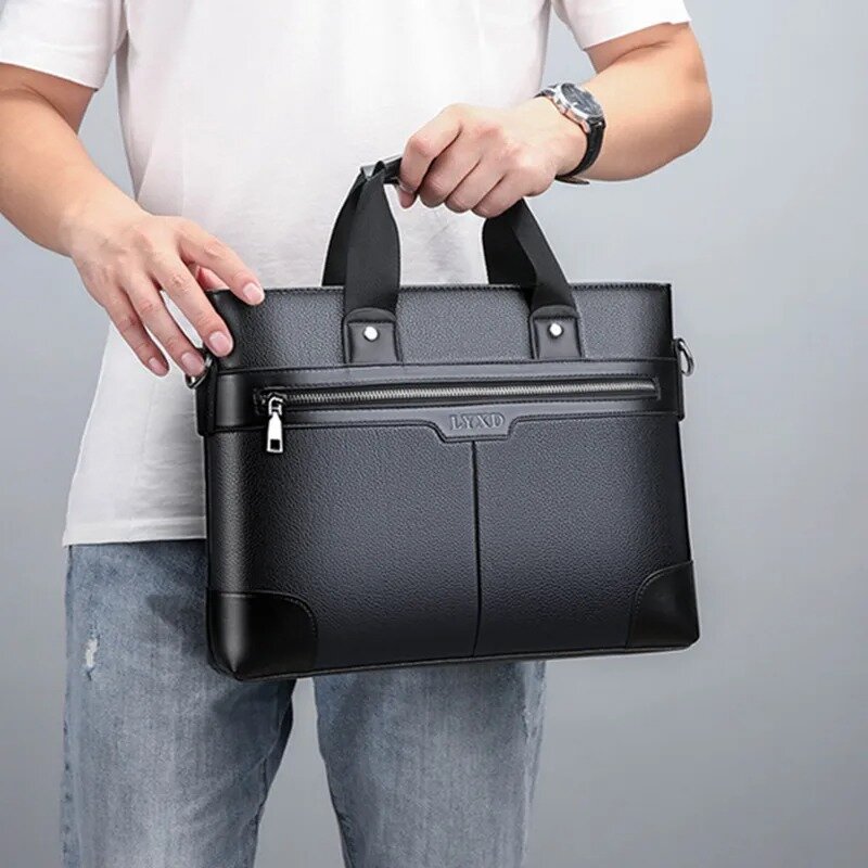 Деловой кожаный мужской портфель, модная мужская сумка, Мужская офисная сумка через плечо для ноутбука