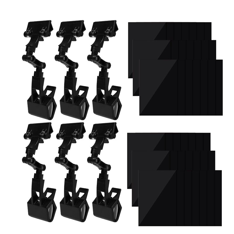 Soporte de señal giratorio para tienda, Clip ajustable de 6 piezas, doble cabezal, color negro