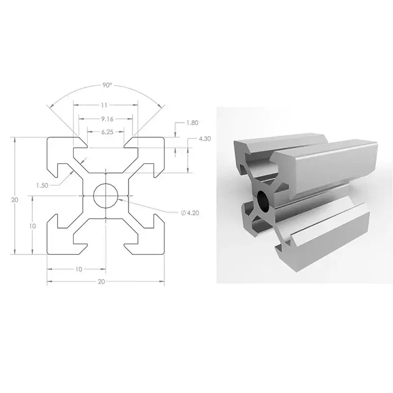 Openbuilds profilo in alluminio con scanalatura a V 2020 100-550mm estrusione di alluminio per parti di stampanti 3D per Router di CNC