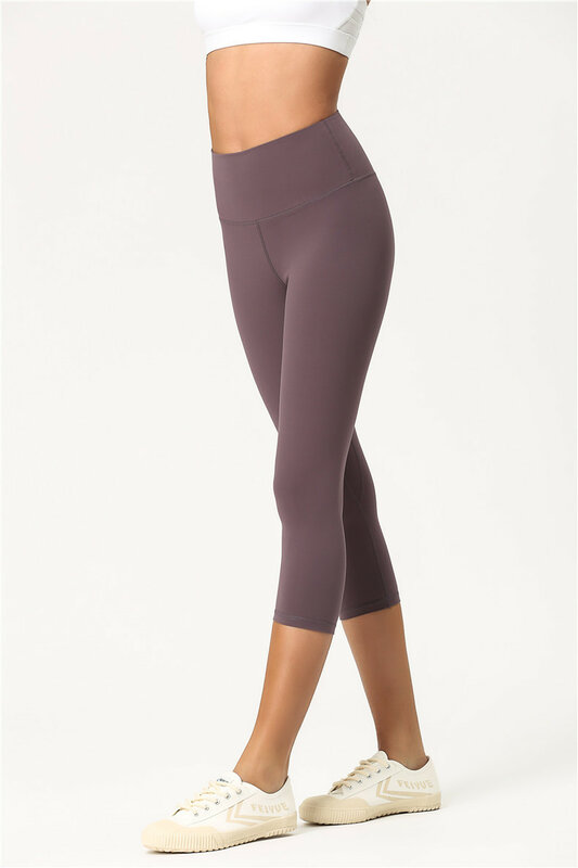 Pantalon de yoga double face pour femme, pantacourt serré, taille haute, couleur chair brossée, nouvelle collection
