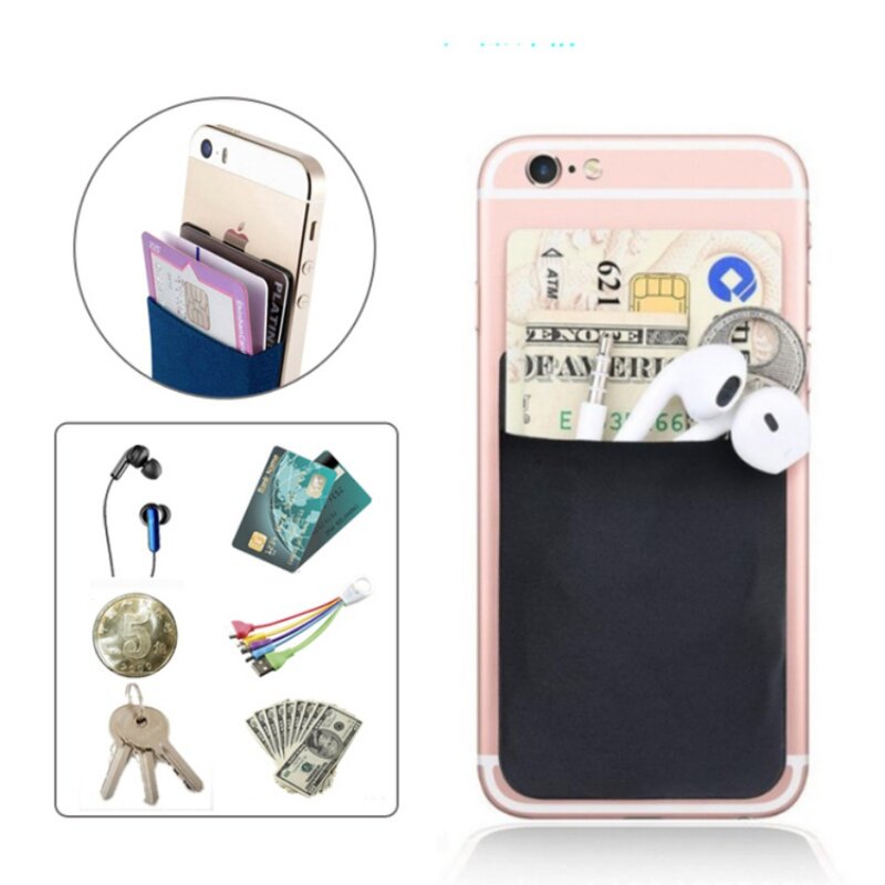Elastic Lycra Adhesive Cell Phone ID Credit Card Holder para Mulheres, Sticker Pocket Wallet, Fashion Case, # D, 2019