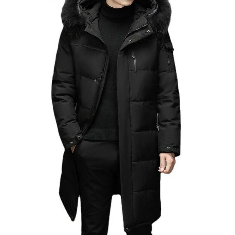 Men's Thickened Down Jacket Winter Warm Down Coat 2023 New Men Fashion Long White Duck Hooded Down Parkas Plus Size 5XL