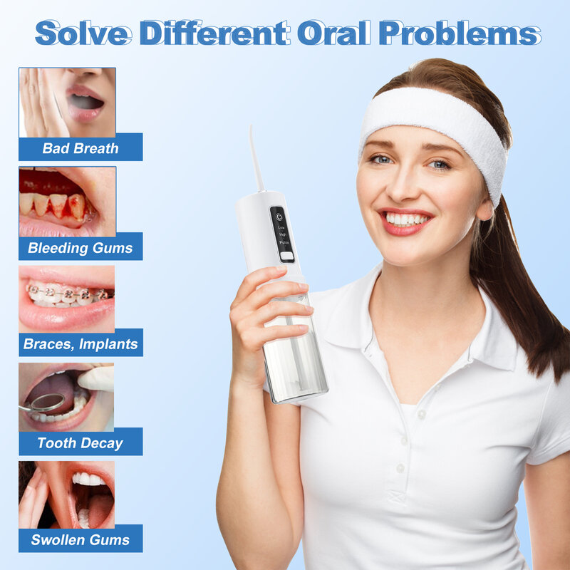 200ML Portable Dental Oral Irrigator Water Flosser Jet USB Charging Dental Scaler Toothpick Teeth Whitening Cleaning Tools