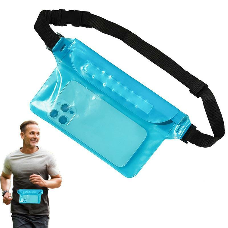 Tas Pinggang ponsel tahan air, tas sabuk ponsel aksesori pantai tas pinggang kapasitas tinggi 3 lapis untuk berenang berperahu