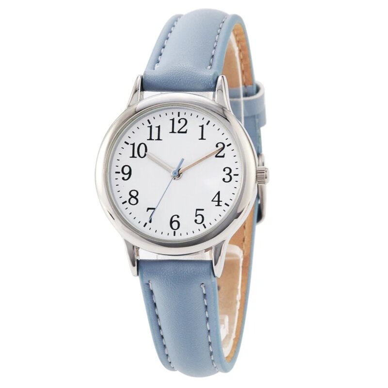 นาฬิกาข้อมือผู้หญิงหน้าปัด Jam Tangan Digital สายหนังแบบเรียบง่ายนาฬิกาข้อมือควอตซ์