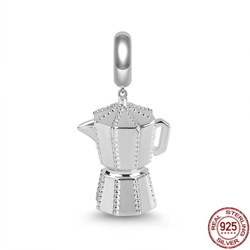 Hot Sale 925 Sterling Silver Distressed Coffee Pot & Spatula, Frying Pan Dangle Charm Jewelry Bead Fit Original Pandora Bracelet
