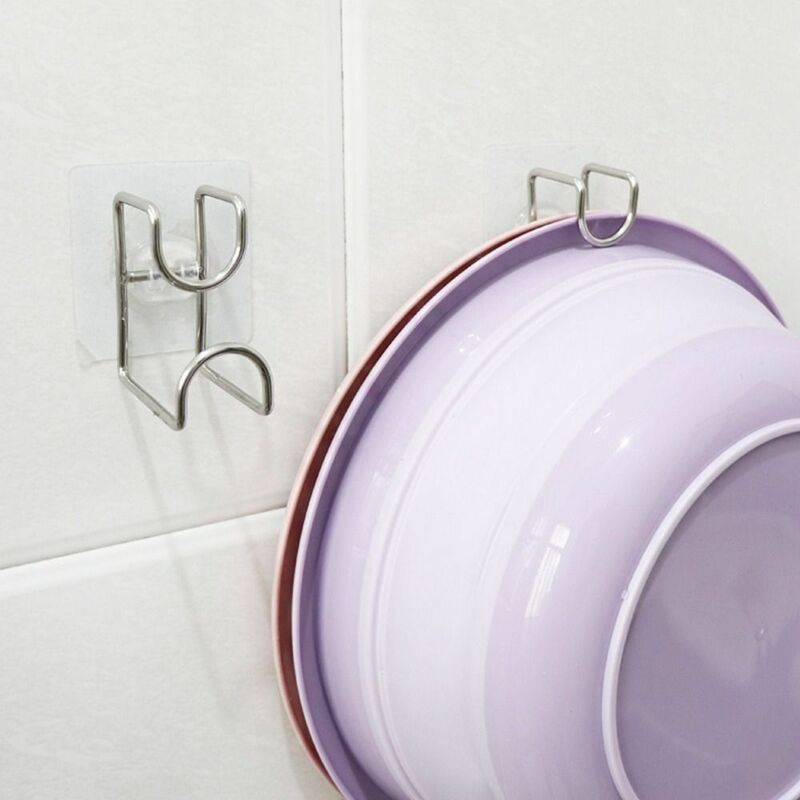 1Pcs Self-adhesive Wall-mounted Punch-free Save Space Bathroom Accessories Washbasin Hooks Storage Holder Storage Rack