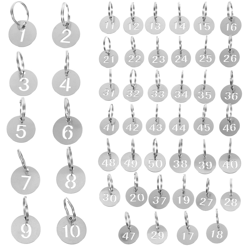 50 Stück Edelstahl Nummern schild Tags für Gepäck mantel Metalls chl üssel mit Etiketten tragbar