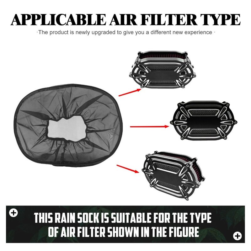 Limpiador de filtro de aire rectangular negro, Kits de limpiador de protección a prueba de polvo, cubierta de calcetín de lluvia, impermeable para Harley Touring