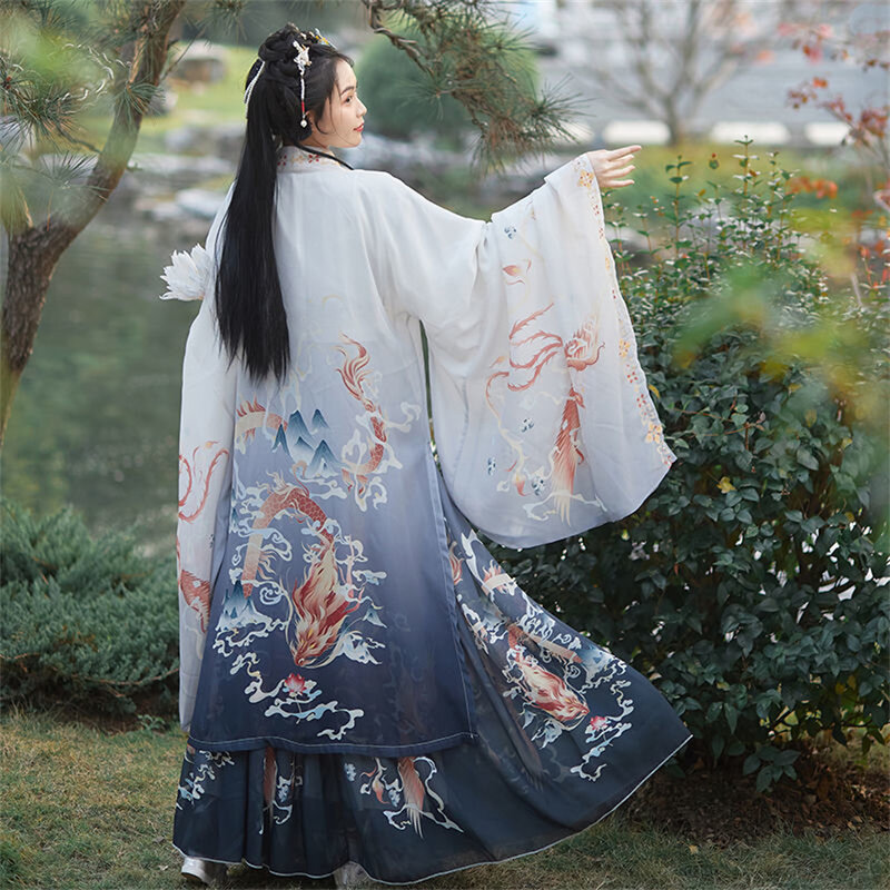 Женское традиционное платье Hanfu с вышивкой в стиле древнего китайского традиционного ханьфу, Женский сказочный костюм для косплея, летняя одежда Hanfu Dreance