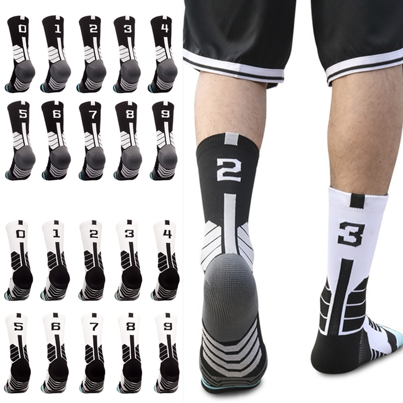 Профессиональные спортивные носки, быстросохнущие хлопковые для мужчин и женщин, для баскетбола, фитнеса, бега, свободное расположение цифр 0-9
