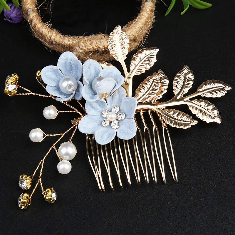 Rhinestone Flower Wedding Hair Combs Crystal Bride Hairpin Headdress Prom Bridal Crown Elegant Headpiece Hair Jewelry Accessory