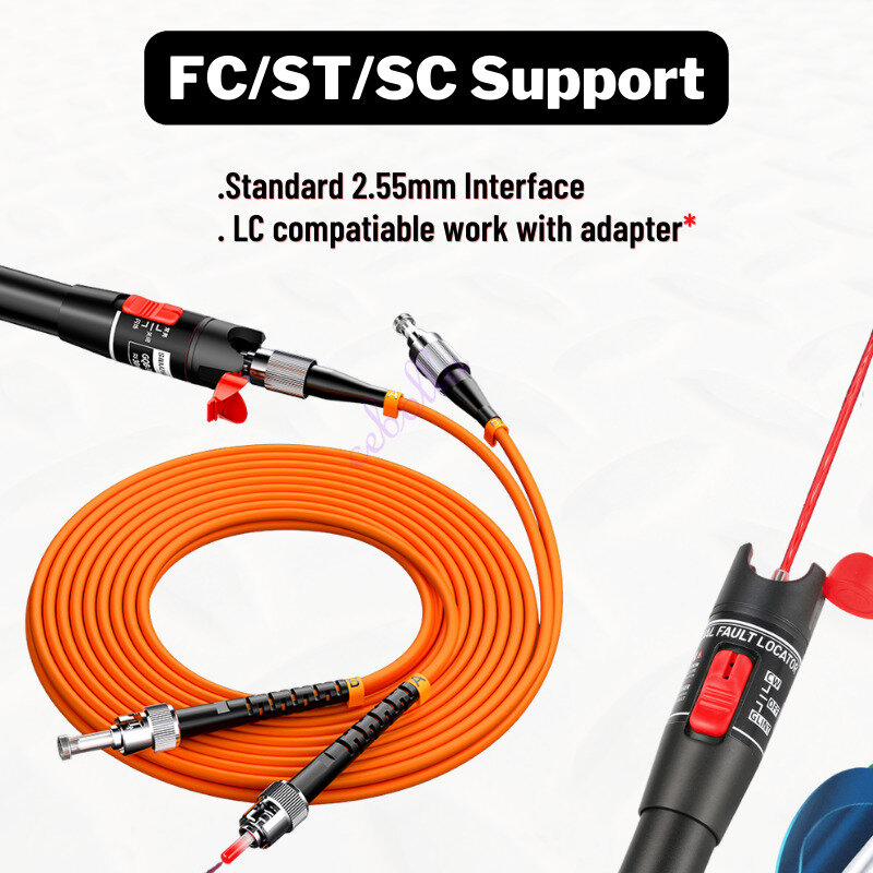 FTTH pencari kesalahan Visual pena penguji kabel serat optik 10mw 5Km rentang 2.5mm SC/FC/ST konektor