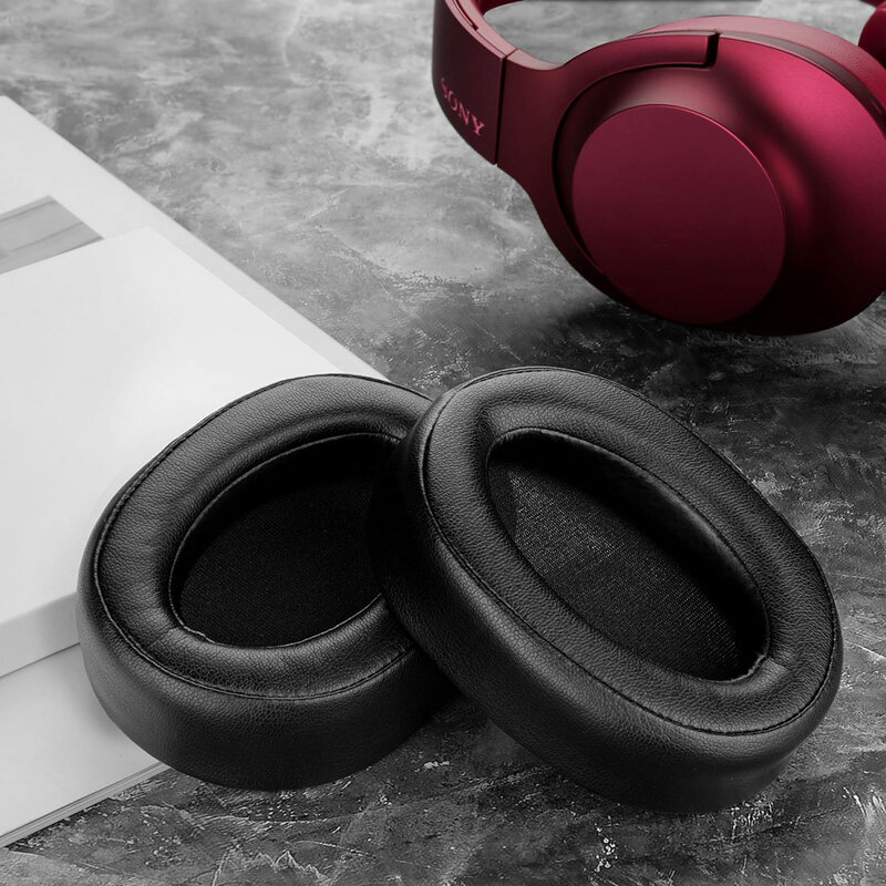 อะไหล่แผ่นรองหูสำหรับ SONY MDR 100ABN WH H900N aksesoris Headphone หูฟังชุดหูฟังซ่อมฟองน้ำหูฟัง AKG หนังเทียม