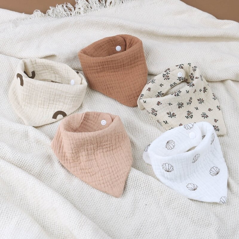 Babadores de algodão do bebê com impressão sólida, lenço confortável, babadores para babar, tecido respirável para saliva, venda quente, 4pcs