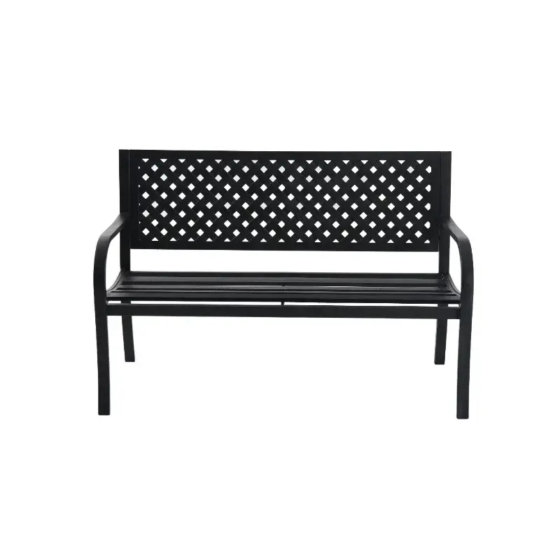 Outdoor Durable Steel Bench - Black