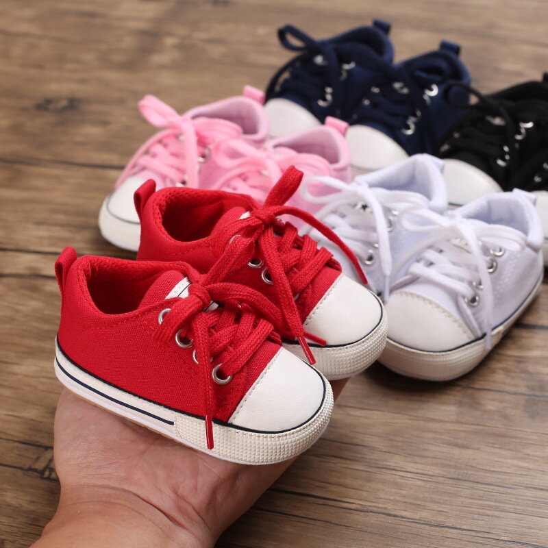 Sepatu basket bayi laki-laki perempuan, sneaker Non slip sol karet nyaman lembut uniseks 0-18M
