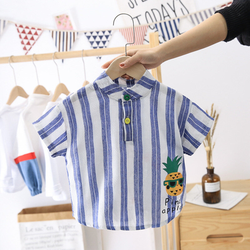 유아 줄무늬 반팔 티셔츠, 캐주얼 코스튬, 어린이 운동복, 남아 및 여아 의류, 여름 신상