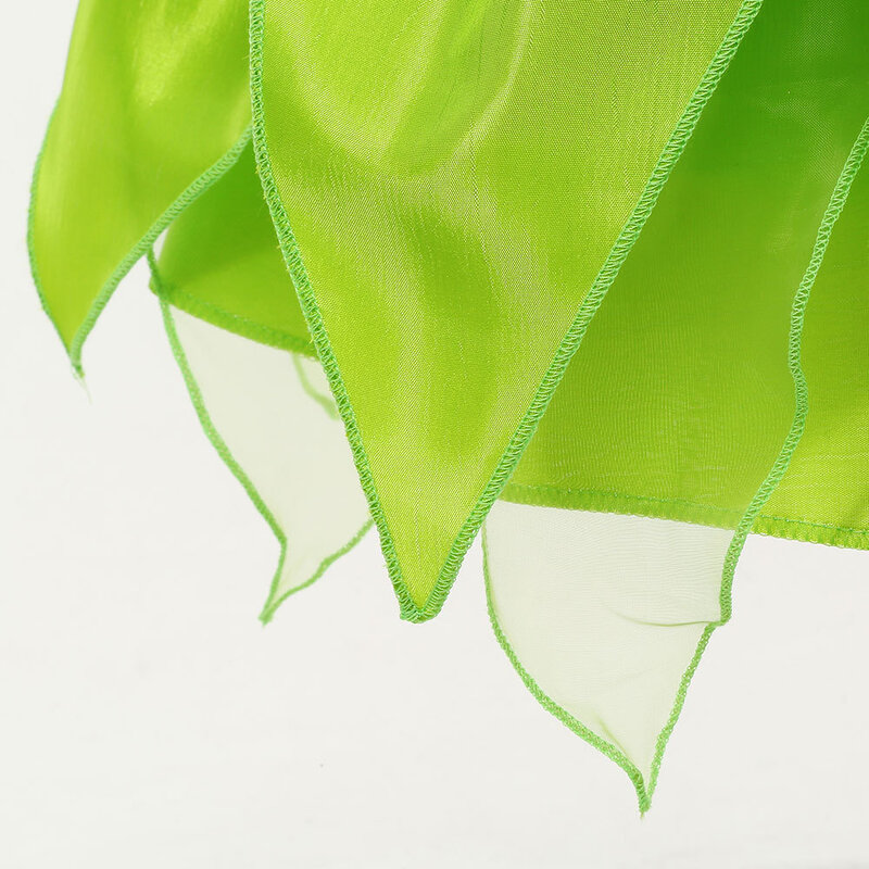 Baby Girl Tinker Bell Dress Kids Green Fairy Frock Children Forest Elf Fairy Cosplay Costume Flying Sleeves Leaf Shape Outfits