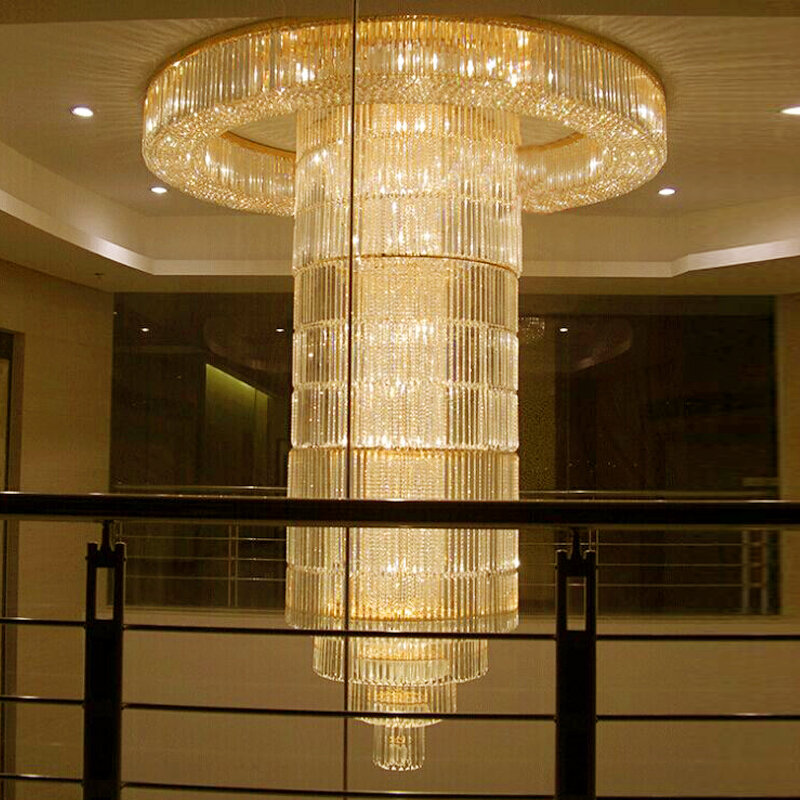 Plafonnier LED en cristal au design américain moderne, luminaire décoratif de plafond, idéal pour un hôtel, un foyer ou des escaliers