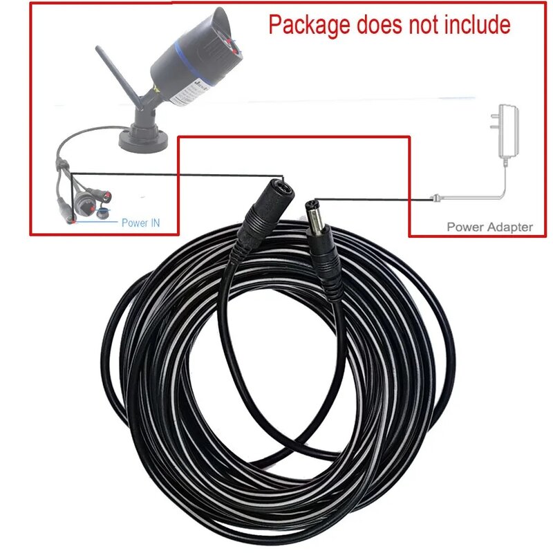 Adaptador de corriente de CC de 12V, Cable de extensión de alimentación de 5,5x2,1mm, Cable de 5M para enrutador de cámara CCTV, NVR