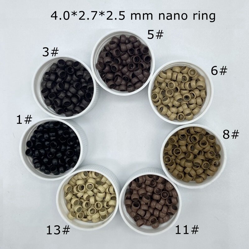 Nano Micro Anéis Para Extensões De Cabelo, Contas De Cobre Para O Anel Nano, Preto, 7 Cores, Em Estoque, 4.0*2.7*2.5mm, 3000 PCs por Lote