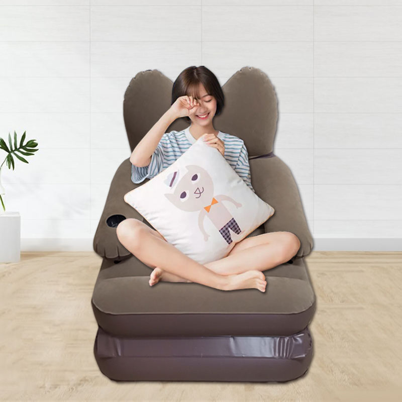 Sofá inflável cadeira com flocagem tampa, colchão de ar cama, fácil e conveniente sala sofás