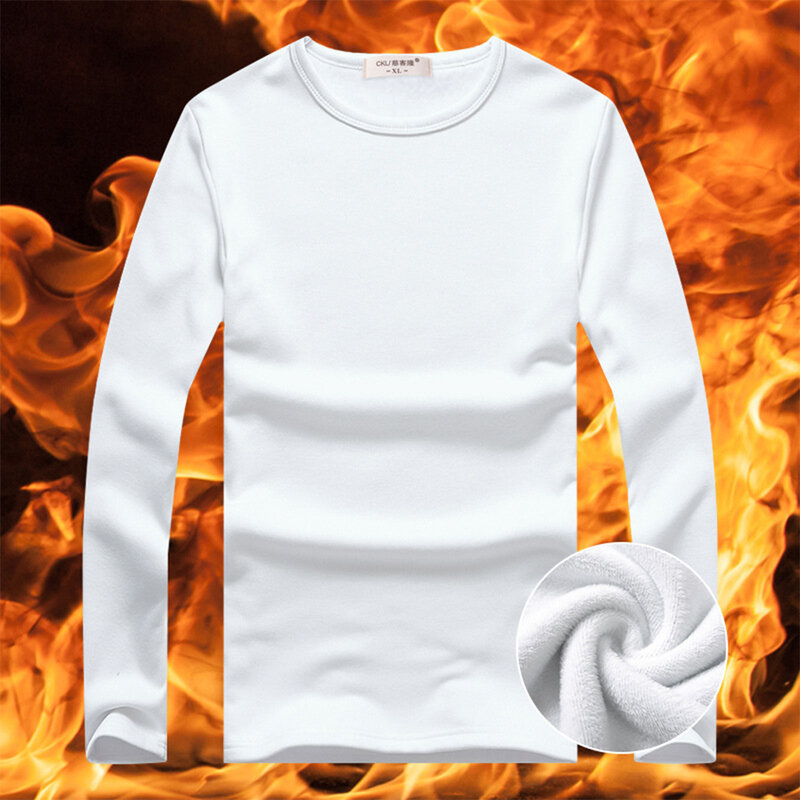 Zimowa męska bielizna termiczna topy polarowa pogrubiona koszulka smukłe u dołu ciepłe ubrania bielizna z długim rękawem odzież termo