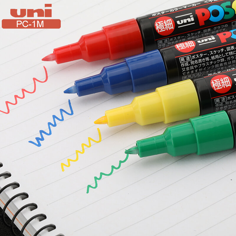 Uni Posca Paint Marker Pen, Ponto Extra Fino, 8 Cores, 12 Cores, PC-1M para Caneca de Rocha, Cerâmica, Vidro, Madeira, Tecido, Pintura Metal, Secagem Rápida