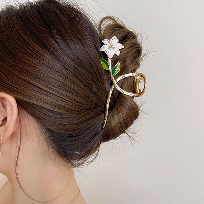 Novo feminino elegante flores oco geométrico metal garra de cabelo vintage grampos de cabelo bandana hairpin moda acessórios para o cabelo