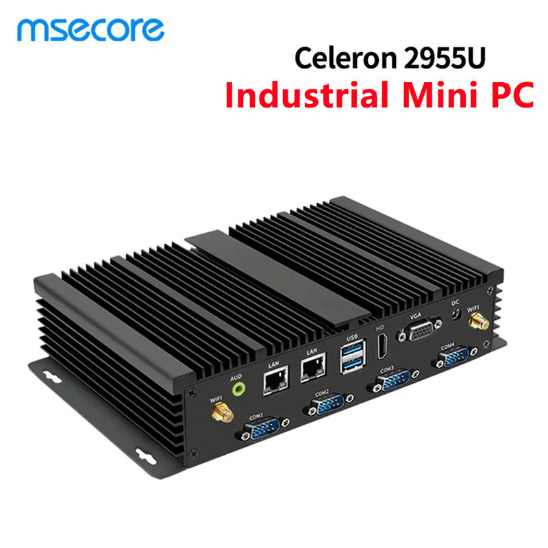 คอมพิวเตอร์ขนาดเล็ก Celeron คอมพิวเตอร์ตั้งโต๊ะอุตสาหกรรม2955U Win10 WiFi DDR3L 16G SSD 512G 7*24H คอมพิวเตอร์ขนาดเล็กการทำงานที่เสถียรอย่างต่อเนื่อง