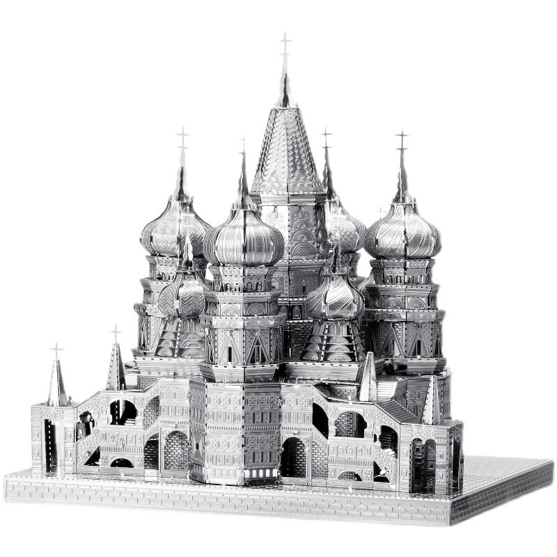 Vassili mainan Puzzle logam gereja, hadiah mainan buatan tangan edukasi DIY 3D