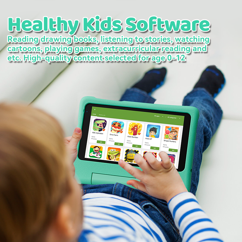 Adaramer Kinder Tablet 7 Zoll Quad-Core Android 13 3GB 32GB WLAN Bluetooth 4,2 Lernsoftware mit kinder sicheren Fall installiert