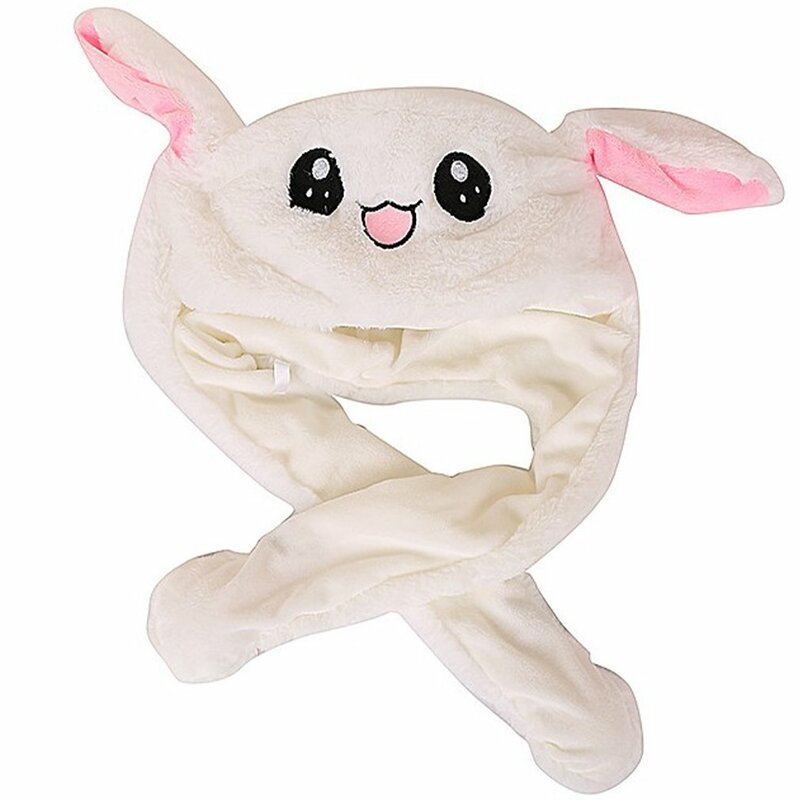 Chapeau de lapin avec oreilles mobiles, chaud, en peluche, mignon, Airbag, amusant, cadeau pour enfants et adultes