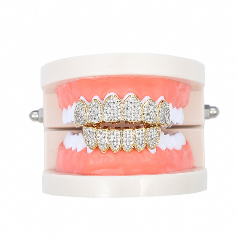 Manufacturer Supply Of Trendy Hip-Hop Decorative Teeth In Europe America All Zircon Teeth Decoration Popular Jewelry