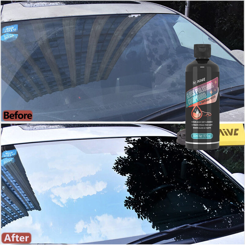 Pasta penghilang minyak kaca mobil, AIVC kaca lemak pembersih noda air pemoles depan penglihatan jelas detail rumah tangga