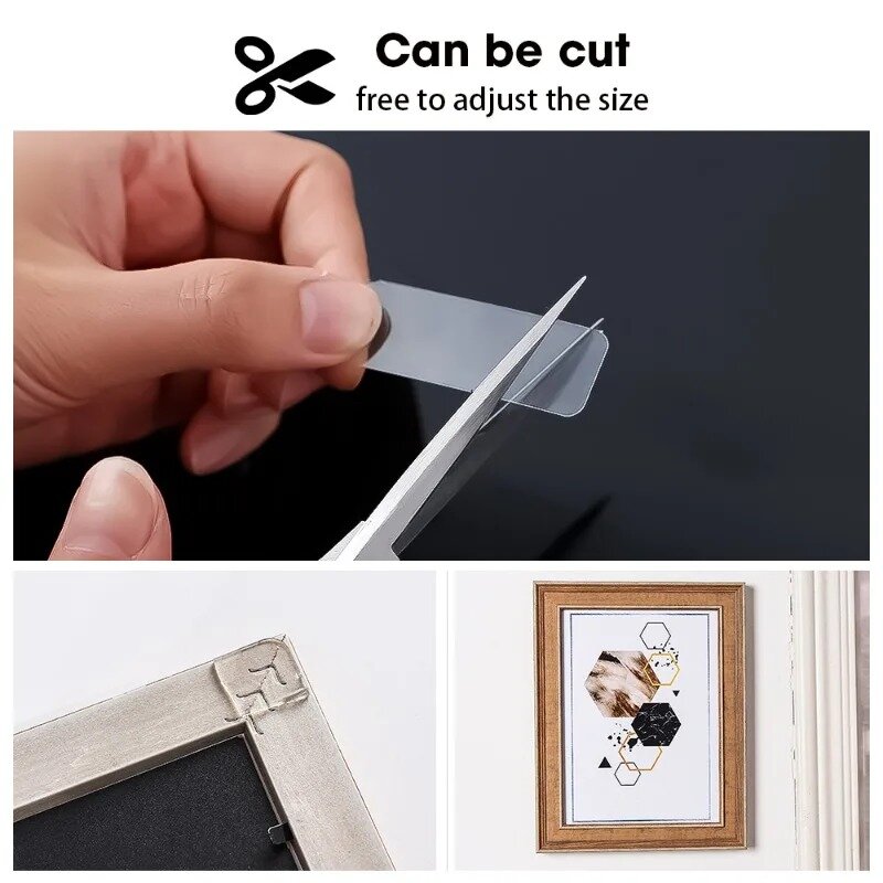 60-10P Double Sided Sticker Tape Self Adhesive Picture Frame Fixed Poster Wall Hook Decorate Fixing Wall Hanger Transparent Tape