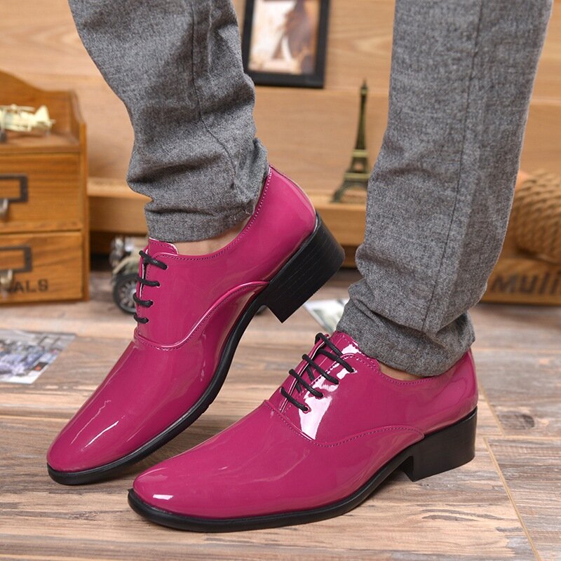 Men Dress Shoes High Heel Patent Leather Shoes Elevator Shoes Pointed Toe Formal Shoes For Man Luxury Wedding Party Male Oxfords