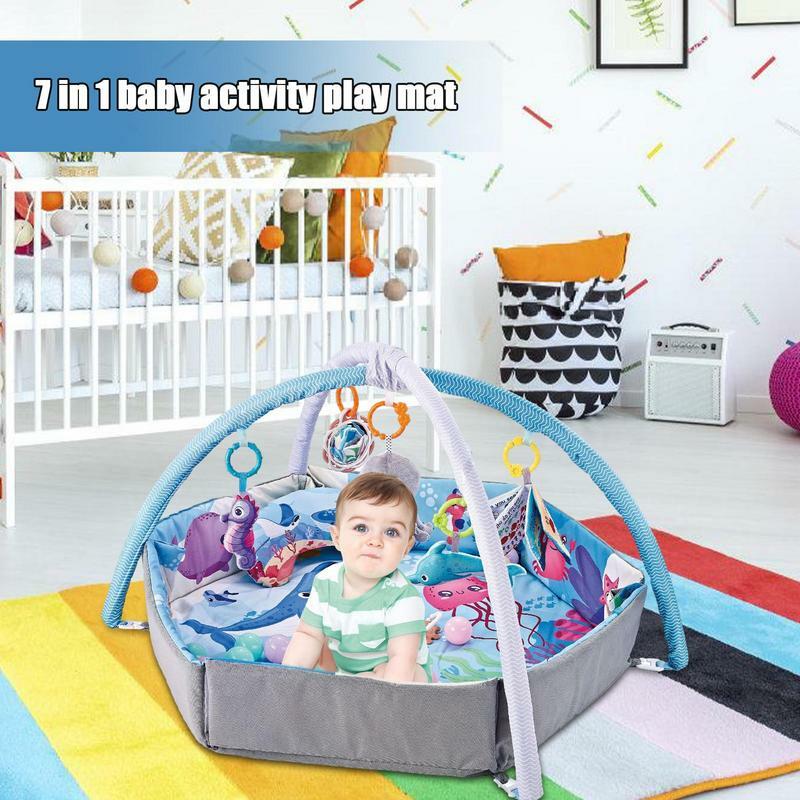 Kids Gym Mat 7-in-1 Activity Gym Mat Musical Activity Center for Toddler Newborn Fitness Music Toys Flexible Kids Activity Play