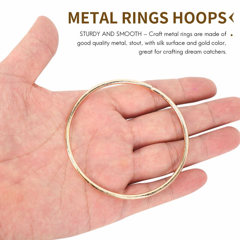 Confezione da 10 anelli in metallo con acchiappasogni in oro da 3 pollici anello in macramè per acchiappasogni e artigianato
