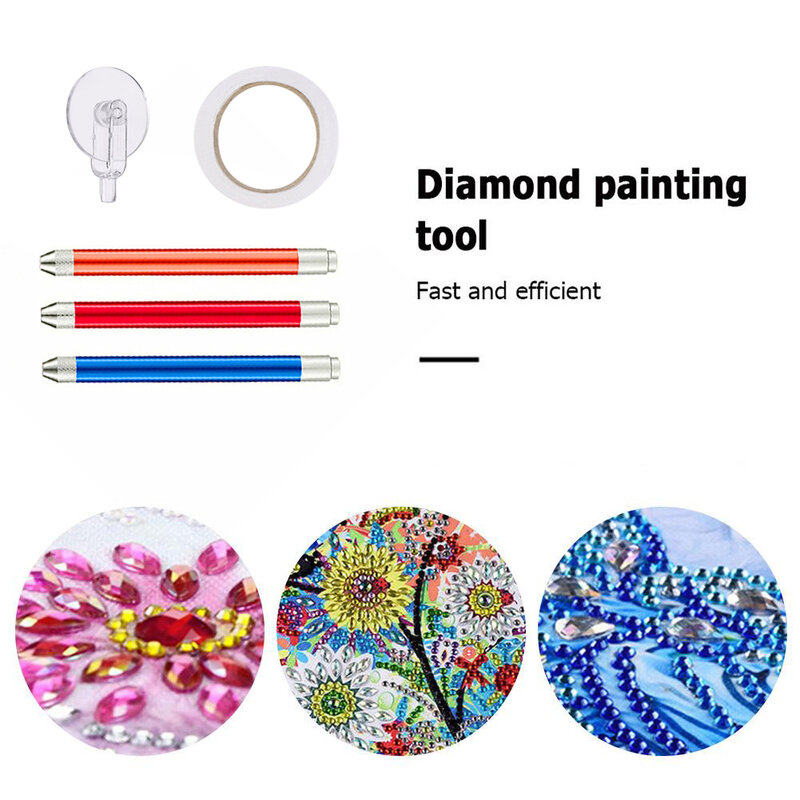 Herramienta de pintura de diamantes para niños y adultos, Kit de pintura de Arte de diamantes multifuncional, incluye cinta de doble cara, rodillo de contacto