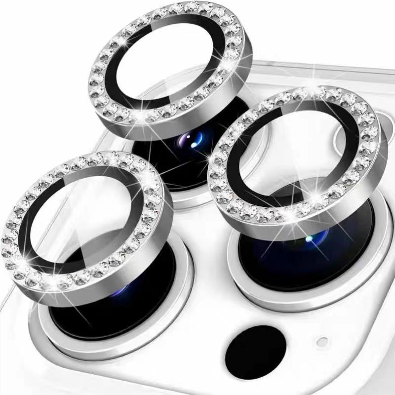 Protecteur d'appareil photo en diamant pour iPhone, verre du Guatemala, anneaux en métal, étui pour objectif, iPhone 14 13 11 15 Pro Max 12 Pro 12 11 Mini 14plus