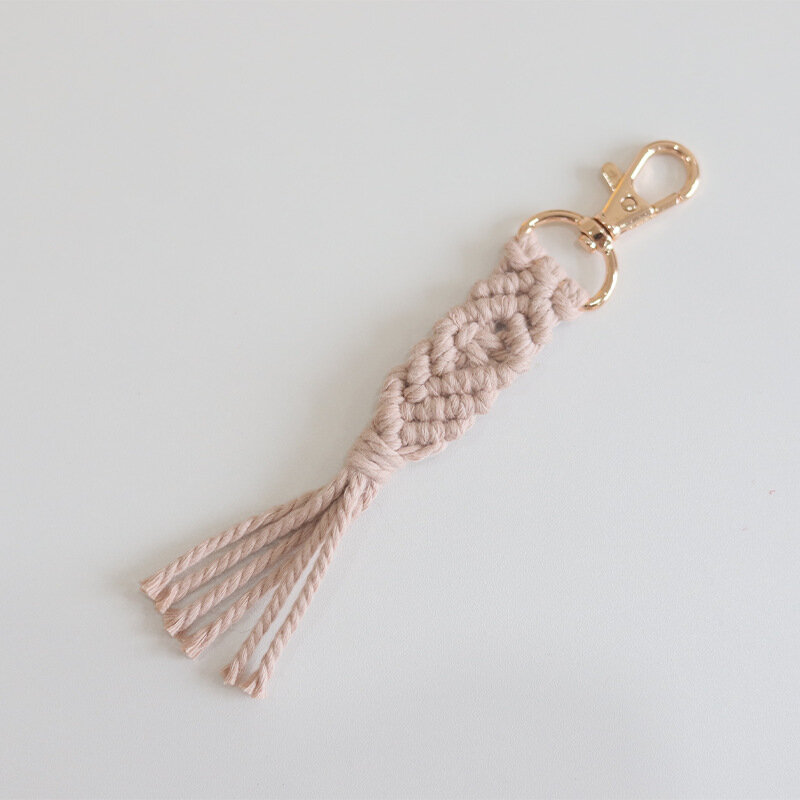 Богемный минималистичный ретро модный плетеный кулон для сумки ручной работы из хлопковой веревки с кисточкой, предметы украшения, подвеска