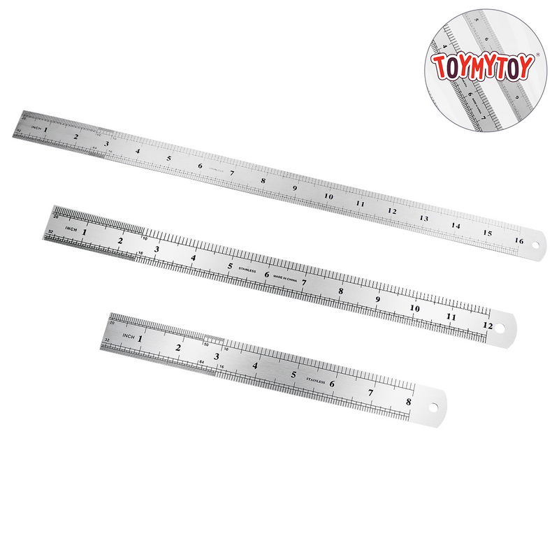 TOYMYTOY 3Pcs Stainless Steel Technical Drawing Ruler Metal Technical Drawing Ruler for Engineering School Office Drawing