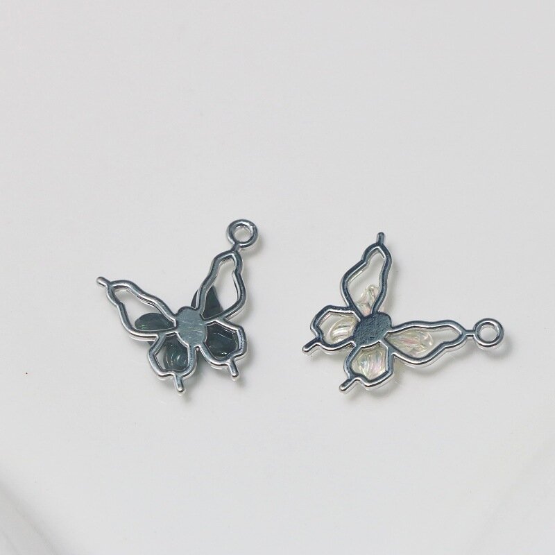 5 Stück Emaille Schmetterling Charms einfache Motte Legierung Anhänger für Schmuck machen hand gefertigte Ohrring Halskette Armband DIY Zubehör